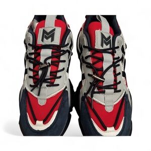 Red and Gray Sneakers with extra laces